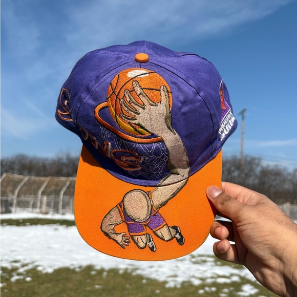 Vintage 90s Drew Pearson Dunk Twill Phoenix Suns NBA Graffiti Hat Cap Snapback - Picture 2 of 13